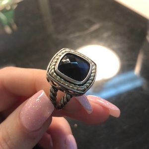 Sterling silver and 14k gold onyx ring